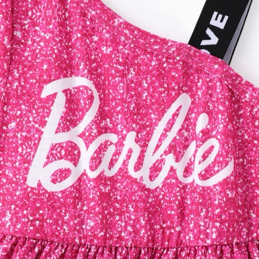 Barbie Girl One shouder desgin multi-layer Dress Rose pink, Size 6-7Y - Picture 4 of 13